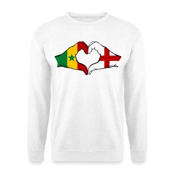 Senegal England flag hands heart shape used - Unisex Sweatshirt - white - Front