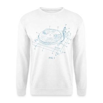 Tourne-disque vinyle plan Patent Art Music - Sweat-shirt Unisexe - blanc - Devant