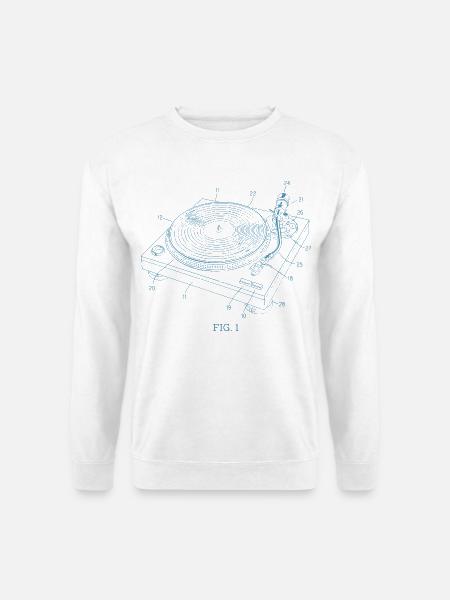 Vinyl Record Player Blaupause Patent Art Musik - Unisex Pullover - Weiß