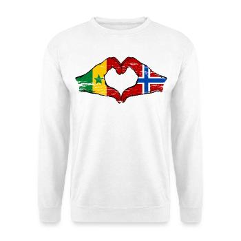 Sénégal Norvège drapeau mains forme de coeur utilisé - Sweat-shirt Unisexe - blanc - Devant