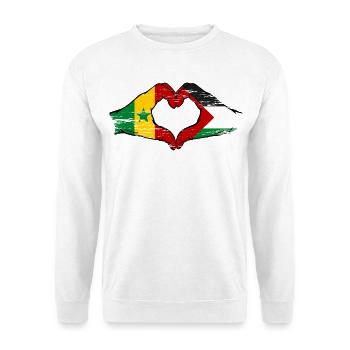 Senegal Palästina Flagge Hände Herzform used - Unisex Pullover - Weiß - Vorne