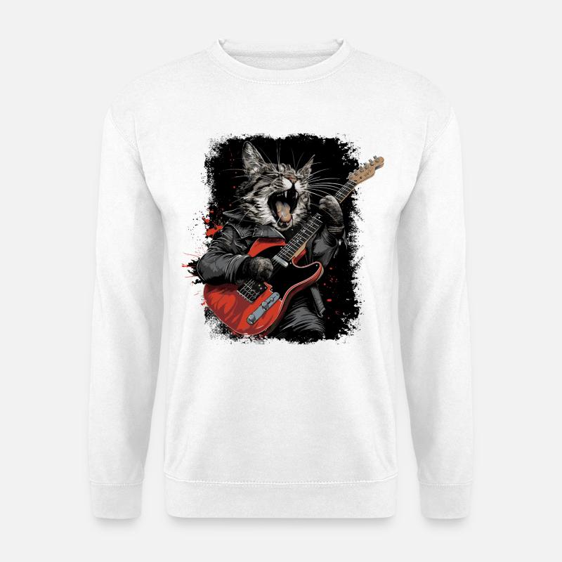 Heavy Metal Katze  - Unisex Pullover - Weiß