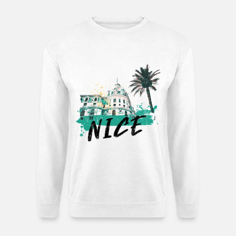Nice Promenade des Anglais and architecture - Unisex Sweatshirt - white