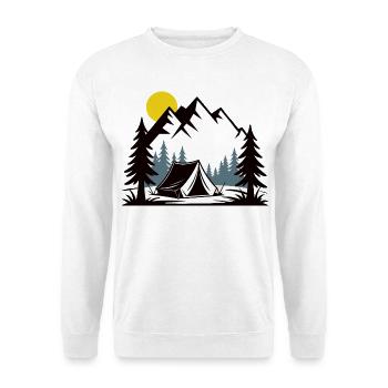Alpine Lagerfeuer Zelt Illustration - Unisex Pullover - Weiß - Vorne
