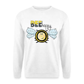 Bee Happy fröhliche Biene - Unisex Pullover - Weiß - Vorne