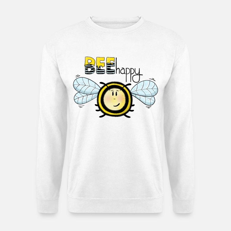 Bee Happy fröhliche Biene - Unisex Pullover - Weiß