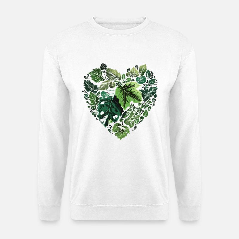Blätterherz Naturmuster - Unisex Pullover - Weiß
