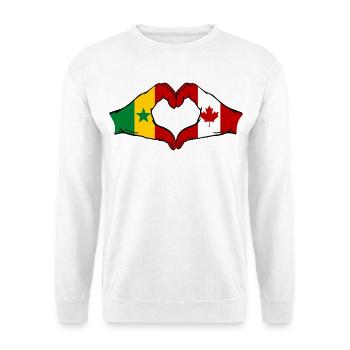 Cœur du Sénégal et drapeaux du Canada - Sweat-shirt Unisexe - blanc - Devant