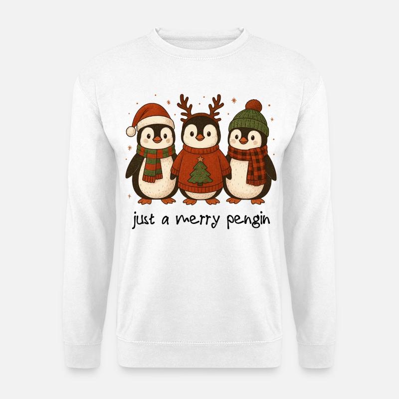 Frohe Pinguin-Weihnachten - Unisex Pullover - Weiß