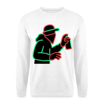 Neon Graffiti Sprayer Silhouette - Unisex Sweatshirt - white - Front