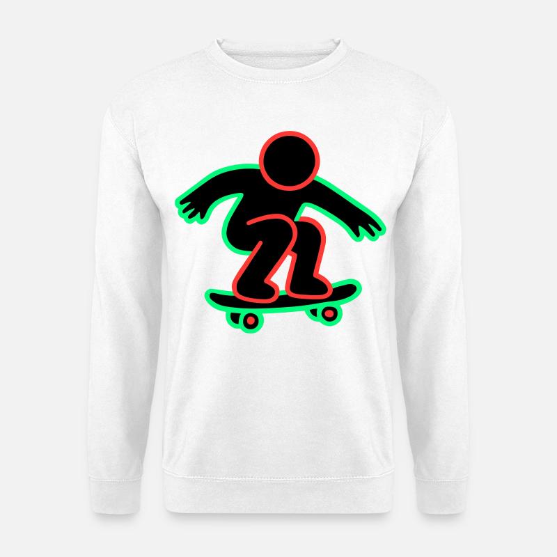 Neon Skateboarder Linienkunst - Unisex Pullover - Weiß