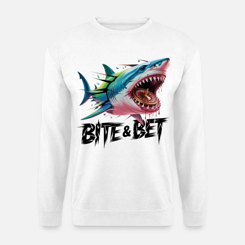 Hai-Roulette-Biss - Unisex Pullover - Weiß