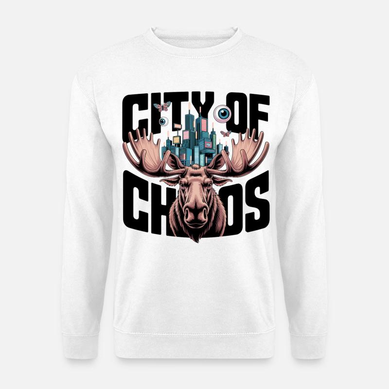 Moose City Skyline-Geweihe - Unisex Pullover - Weiß