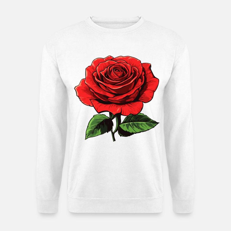 rote blume - rose - Unisex Pullover - Weiß