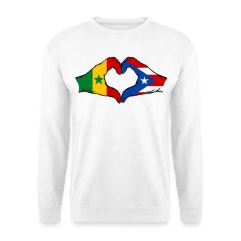 Senegal Puerto Rico Flagge Hände Herzform used - Unisex Pullover - Weiß - Vorne