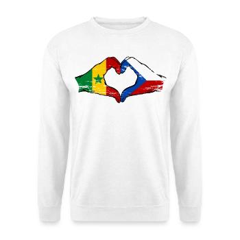 Sénégal République tchèque Drapeau Mains Coeur Forme - Sweat-shirt Unisexe - blanc - Devant
