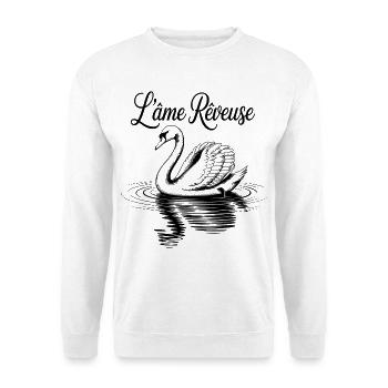 Romantischer schwarzer Schwan auf dem Wasser - Unisex Pullover - Weiß - Vorne