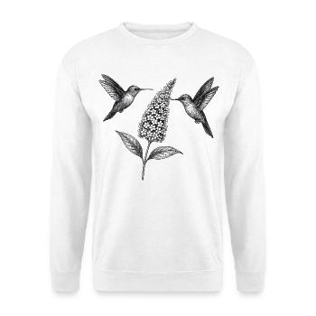 Kolibris mit Blume Boho Cottagecore - Unisex Pullover - Weiß - Vorne