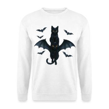 Black Cats with Bat Wings Halloween - Unisex Sweatshirt - white - Front