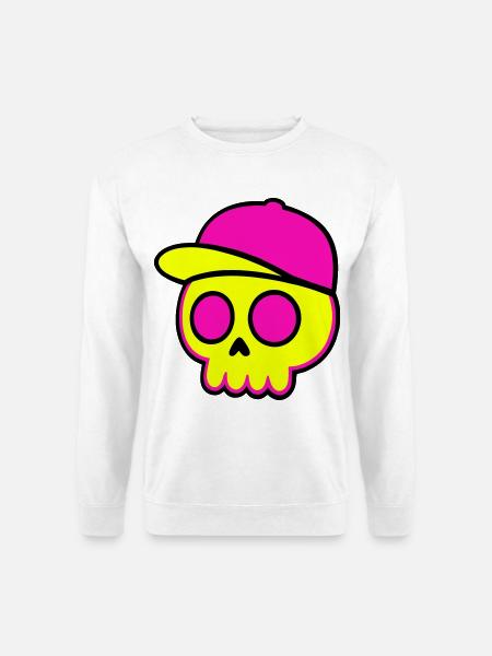 Neon Skull Cap Design - Unisex Pullover - Weiß