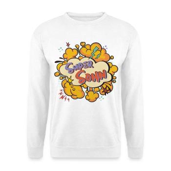 Super Son : Imprimé BD coloré - Sweat-shirt Unisexe - blanc - Devant