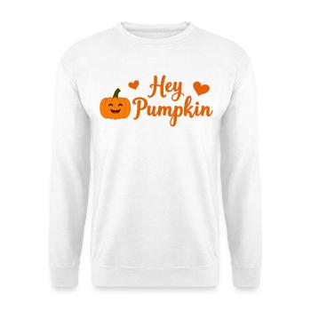 Hey Pumpkin süße Herbst-Design - Unisex Pullover - Weiß - Vorne - Alina (178cm) & Michal (187cm)