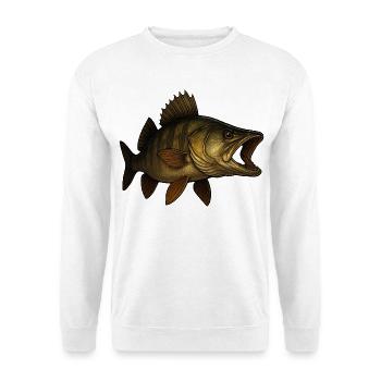 Illustration détaillée du poisson sandre - Sweat-shirt Unisexe - blanc - Devant