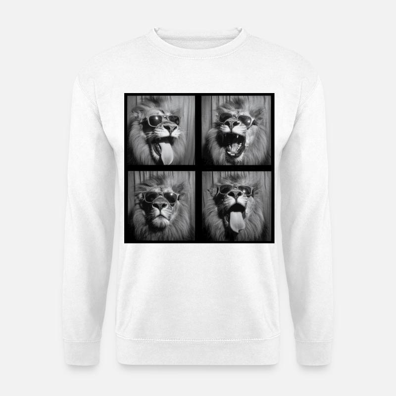 Lustig Löwe Sonnenbrille - Unisex Pullover - Weiß