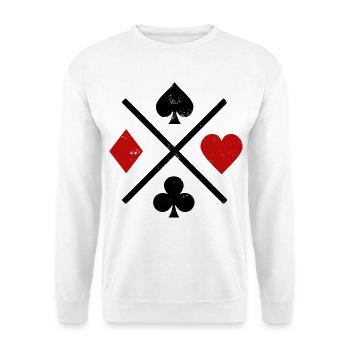 Spielkarten Kontrastdesign - Unisex Pullover - Weiß - Vorne