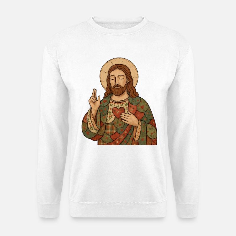 Christmas Patchwork Jesus - Unisex Sweatshirt - white