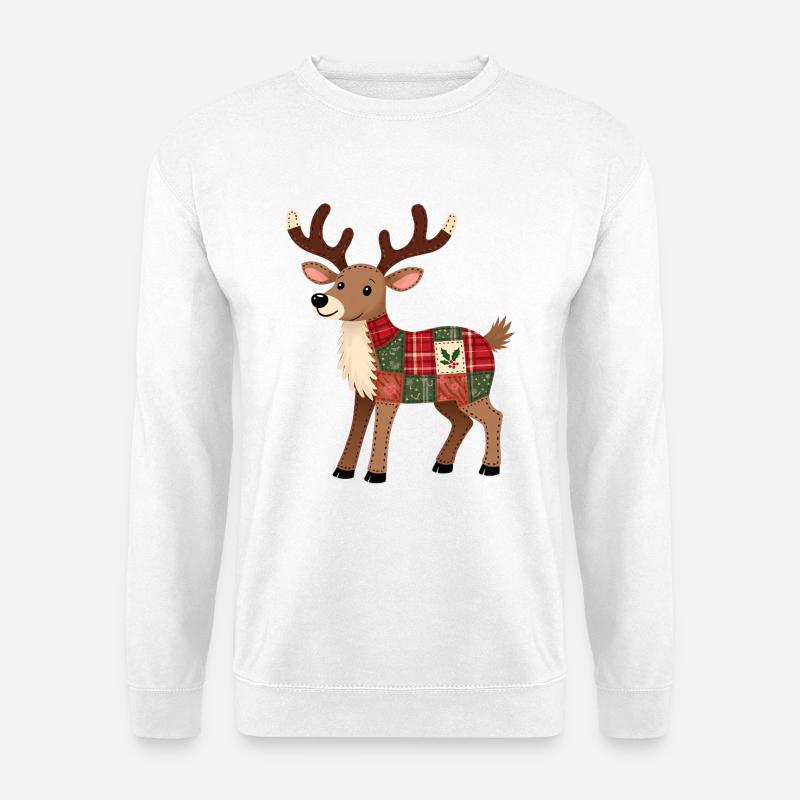 Patchwork Reindeer Christmas - Unisex Sweatshirt - white