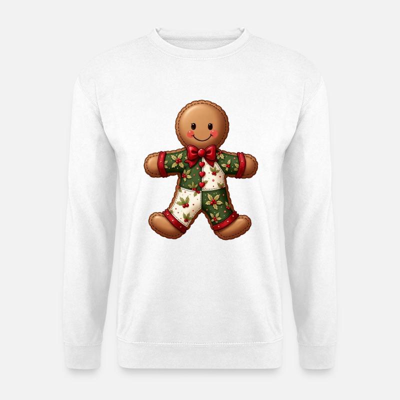 Gingerbread Weihnachtsmotiv Patchwork - Unisex Pullover - Weiß