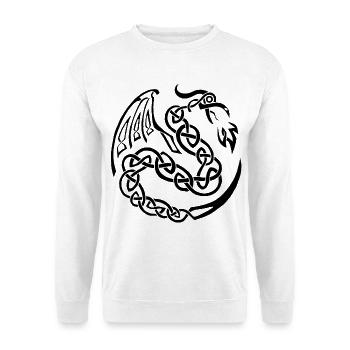 Schwarzer keltischer Drache - Unisex Pullover - Weiß - Vorne