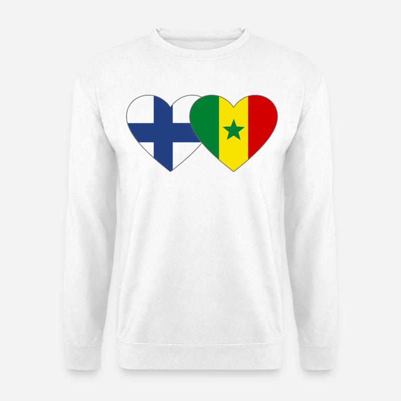 Finnland Senegal Flagge Herz - Unisex Pullover - Weiß