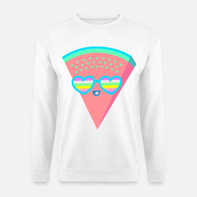 Coole Melone Herzsonnenbrille 80er 90er Retro - Unisex Pullover - Weiß