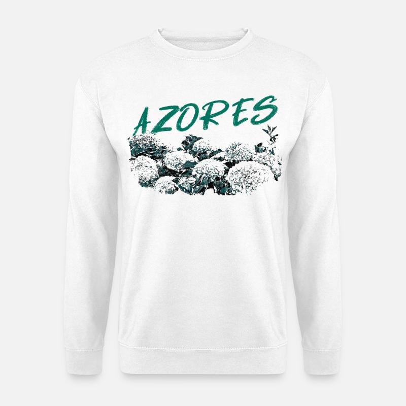 Azores Botanical Hydrangeas Turquoise - Unisex Sweatshirt - white