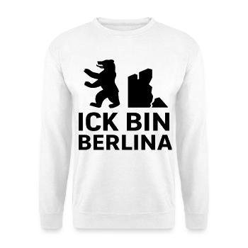 Ick bin Berlina | Berliner Bär & Mauer Spruch - Unisex Pullover - Weiß - Vorne