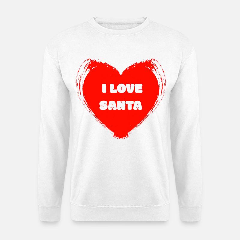 Herzdesign: I Love Santa - Unisex Pullover - Weiß