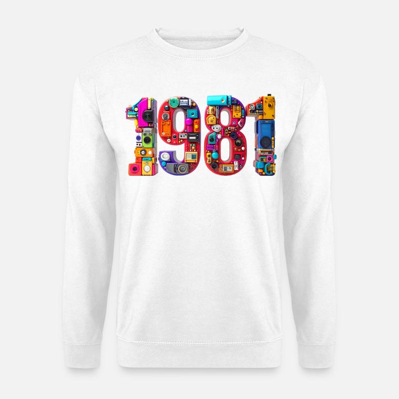 1981 – Geburtsdatum, Abitur, Hochzeit, Geburt - Unisex Pullover - Weiß