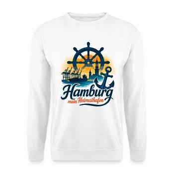 Hamburg Mein Heimathafen Stadt Silhouette Geschenk - Unisex Pullover - Weiß - Vorne