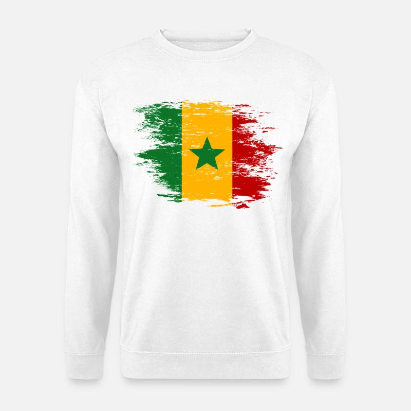 Senegal Flagge Pinsel Optik - Unisex Pullover - Weiß