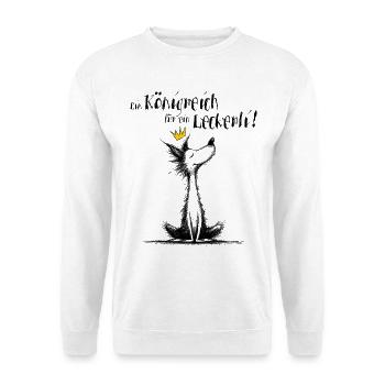 Hund mit Krone – Ein Königreich für ein Leckerli! - Unisex Pullover - Weiß - Vorne