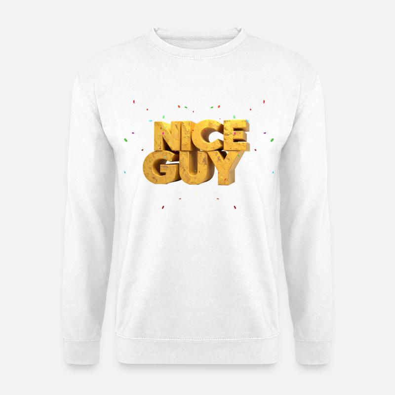 Nice Guy – Monumentale Sandstein-Buchstaben & Konf - Unisex Pullover - Weiß