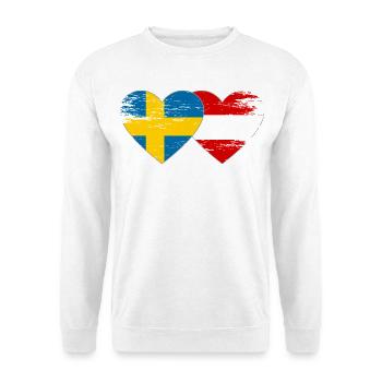 Sweden Austria Flag Heart used - Unisex Sweatshirt - white - Front