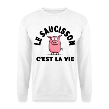 le saucisson c'est la vie humour - Sweat-shirt Unisexe - blanc - Devant
