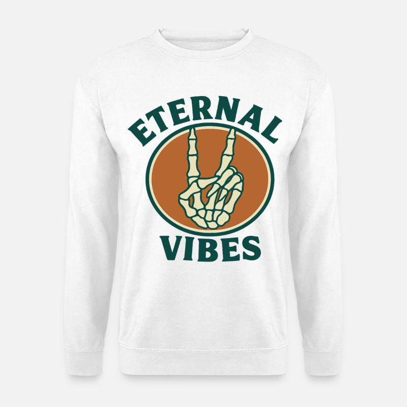 Eternal Vibes Skelett Peace Design - Unisex Pullover - Weiß