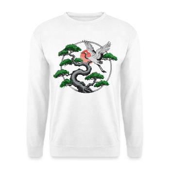 Cranes & Twisted Pine Tree - Unisex Sweatshirt - white - Front