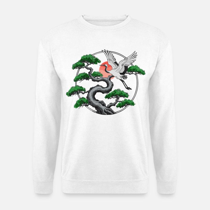Cranes & Twisted Pine Tree - Unisex Sweatshirt - white