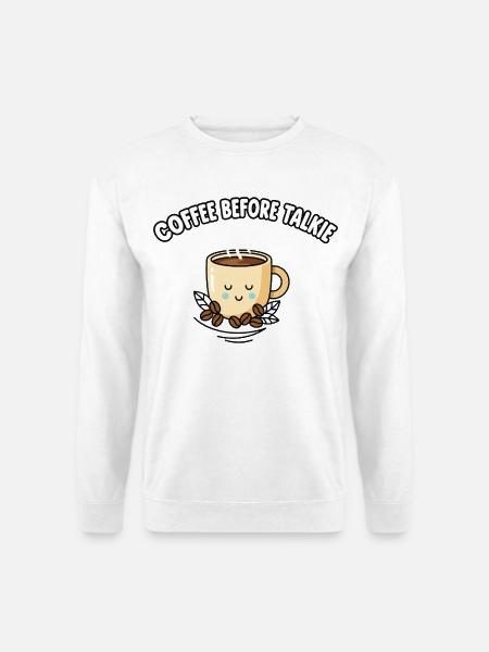 Kaffee vor dem Talkie süße Kawaii Kaffeetasse - Unisex Pullover - Weiß