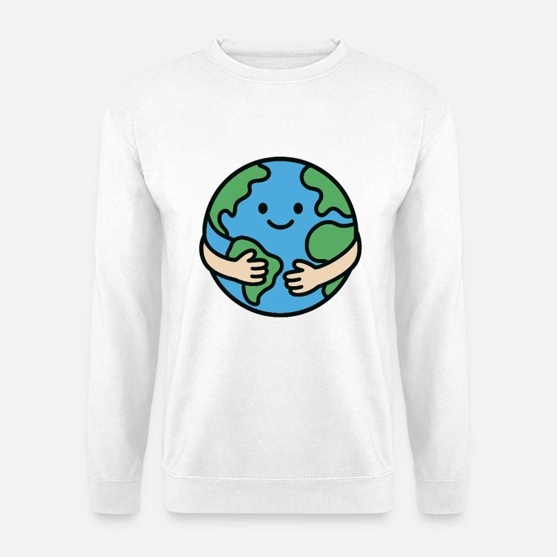 Liebe deine Erde Cartoon Planet - Unisex Pullover - Weiß
